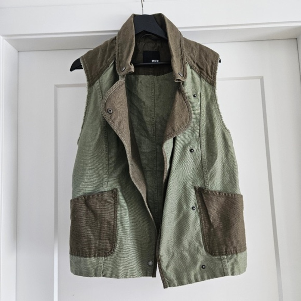 Men's Two-Tone Utility Vest - Olive & Brown